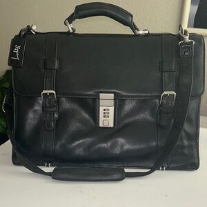 Elegant Black Leather Briefcase by Latico